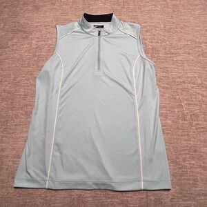 Gymshark Women's Large Sleeveless Quarter Zip Athletic Top – Light Blue PlayDry